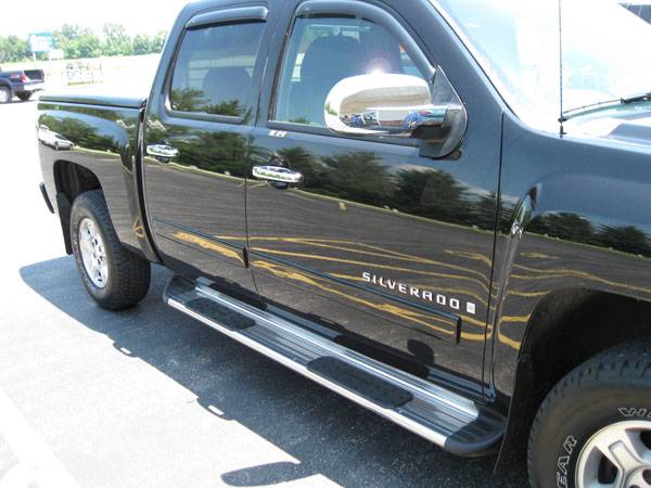 2008 Chevy Silverado with AVS In Channel Smoke Ventvisors and Luverne SES Stainless Steel Running Boards