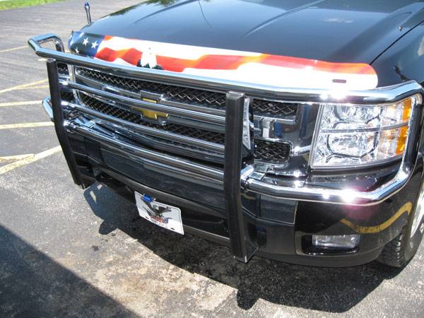 Stampede American Flag w/Eagle Bug Shield and Luverne 2" Chrome Grill Guard