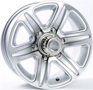 15 in. 6-Lug 5 Spoke T09 with Silver Inlays Aluminum Trailer Wheel 