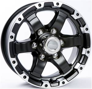 15 in. 6 Lug 6 Star T08 with Black Inlay Aluminum Trailer Wheel 