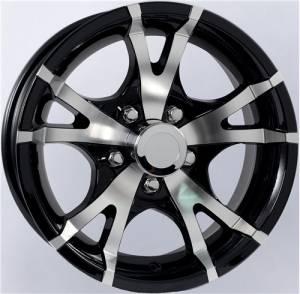 15 in. 5-Lug 5 Spoke T07 with Glossy Black Inlays Aluminum Trailer Wheel 