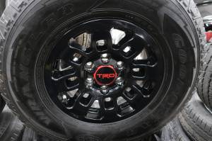 16-19 Toyota Tacoma TRD 16" Black 6 Lug Wheels with Goodyear Wrangler All Terrian Adventure 265/70r16 Set of 5