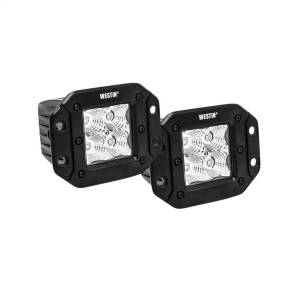 Westin - Westin FM4Q LED Flush Mount Auxiliary Lights Set of 2 Includes Mounting Hardware And Pigtail Connector 4.8 in. x 3.6 in. - 09-1218FM4