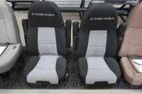 Freightliner Cascadia Semi Truck Black/Silver Cloth Sears 70 Series Air Ride Bucket Seats W/ Arms - Image 6