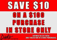 10 Dollars Off 100 or More